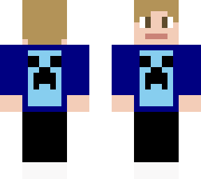 blonde haired guy in blue shirt with creeper face