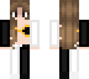 brown hair girl with black and white outfit