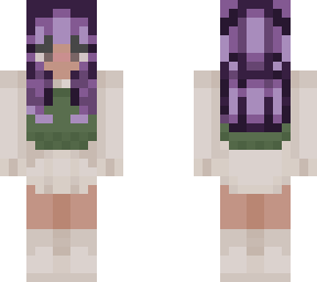 purple hair girl in green vest