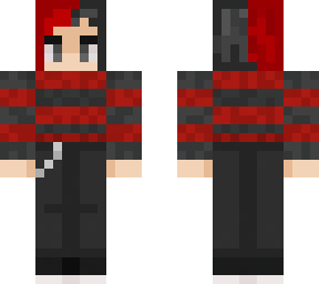 red/black hair with red/black sweater
