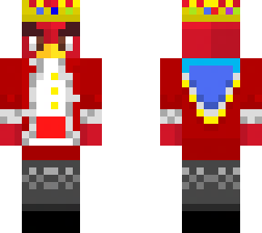 red in a technoblade king suit