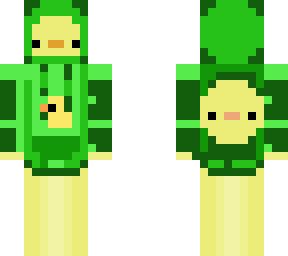 duck in a green hoodie