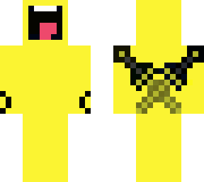 screaming yellow man with duel swords on the back