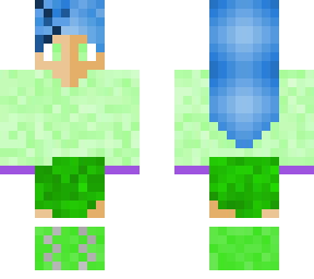 girl with blue hair green clothes??