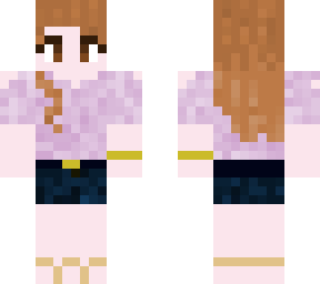 girl in pink top and blue shorts