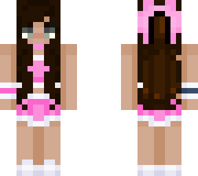 cheerleader with pink cheer outfit and brown hair