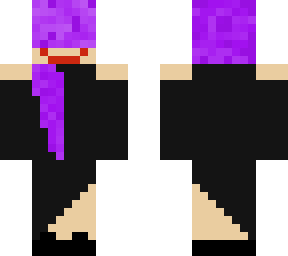 purple haired girl in black dress