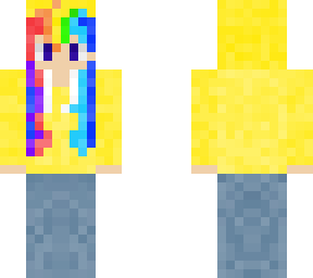 rainbow hair & yellow hoodie