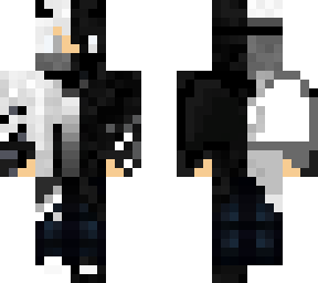 white and black demon boy with particles