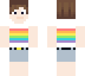lgbt rainbow shirt and denim shorts guy