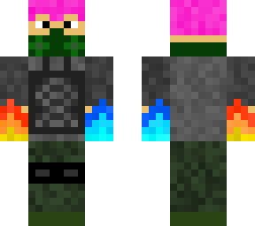 pink hair, fire fist, black ops dude