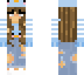 blue duck girl with blue and white stripes w blue duck hat