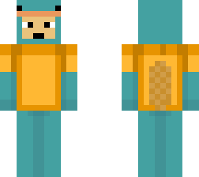 boy in platypus outfit and orange shirt