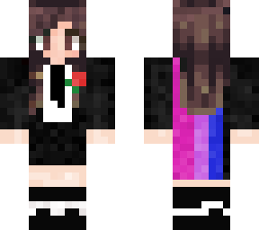 brown haired girl in a suit with bi***ual flag
