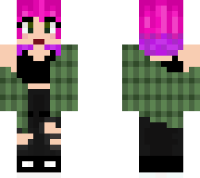 pink and purple haired girl with outfit