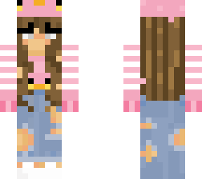 pink duck girl witth pink and white stripes w pink duck hat