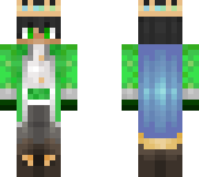 boy with green technoblade suit on