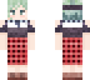 green hair red skirt sister