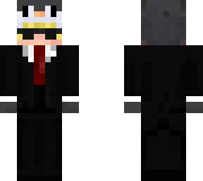 me in a penguin onesie in a suit