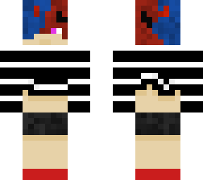 femboy with red and blue hair