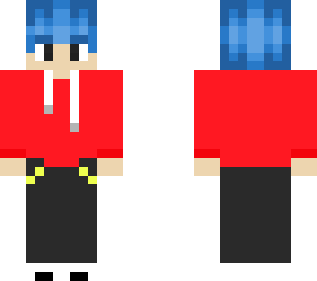 blue hair red hoodie boi