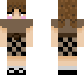 beige shirt and checkered skirt