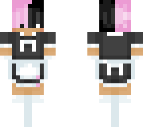 pink and black haired maid outfit