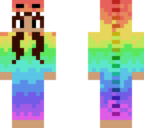 rainbow dino girl - brown hair