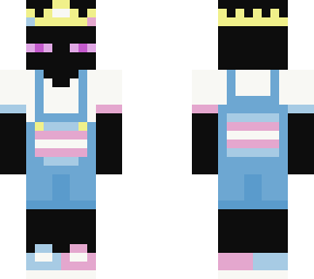 enderman in trans flag overalls