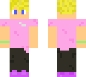 pink shirt blonde hair