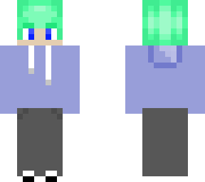 green hair blue hoodie