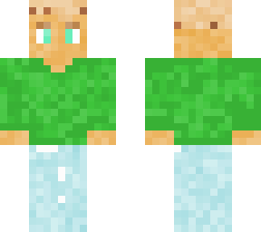 teenage boy with green shirt and light blue jeans