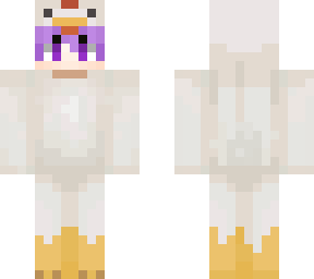 purple haired guy in a chicken onesie