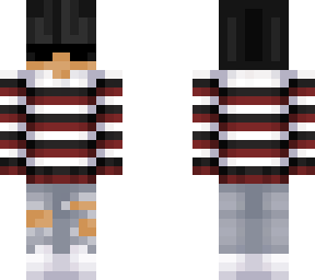 red/white/black striped sweater with sunglasses