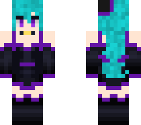 teal haired witch with black and purple clothing and hat (remake)
