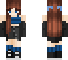 blue girl brown hair