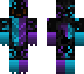 half teal/blue half purple fox