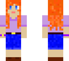 orange hair, purple shirt, cute girl.