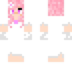 pink haired ghost girl with flower in hair