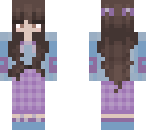 purple and blue brown haired girl
