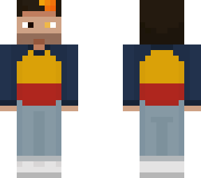 sudadera azul, amarillo y rojo