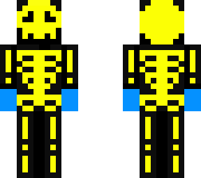 yellow skeleton with blue boxing gloves
