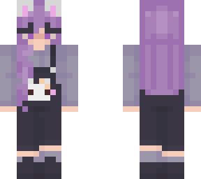 purple/blue overalls