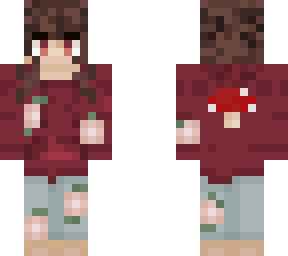 girl with mushroom hoodie