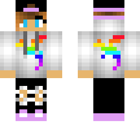 girl with white colored sweatshirt with an lgbtq pride theme