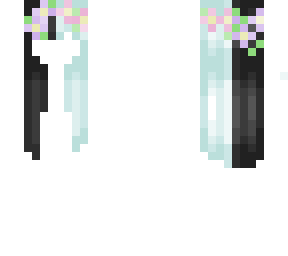blue and black hair w/flower crown