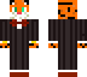 tiger skin with bowtie and pinstripe suit