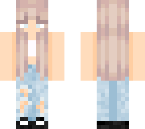 blue ripped jeans and light top