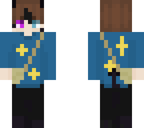 my skin in blue sweater with yellow starts