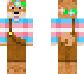 shiba trans dog in overalls
